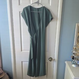 Zara Sage Green Midi Wrap Dress Size S